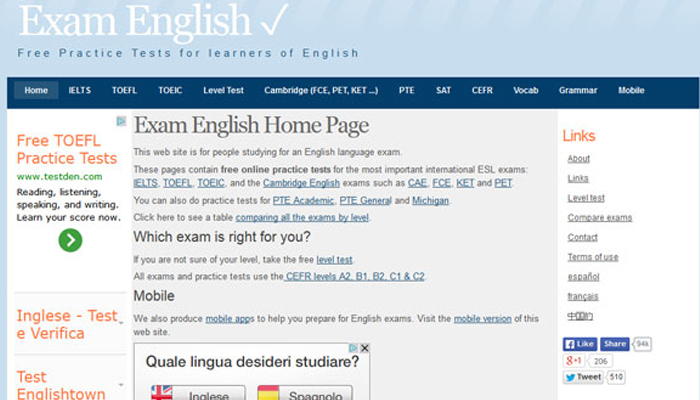 Web tự học tiếng Anh - Examenglish.com