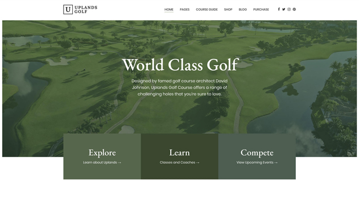 Theme WordPress cho thể thao golf – Uplands