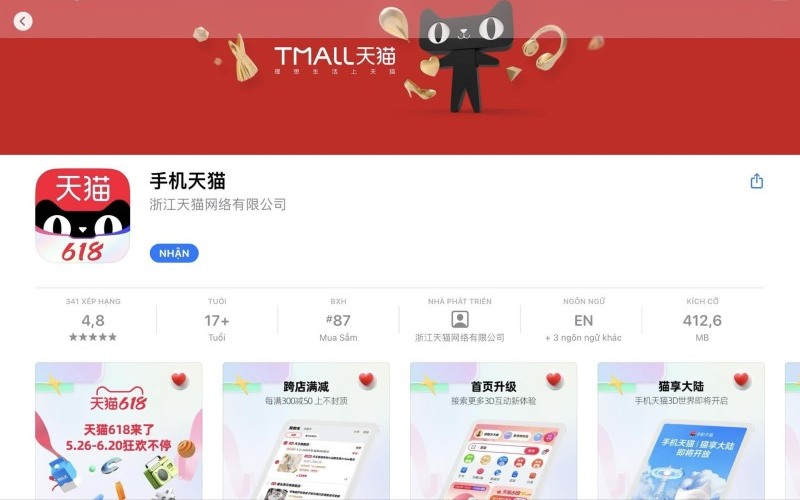 App đặt hàng Tmall