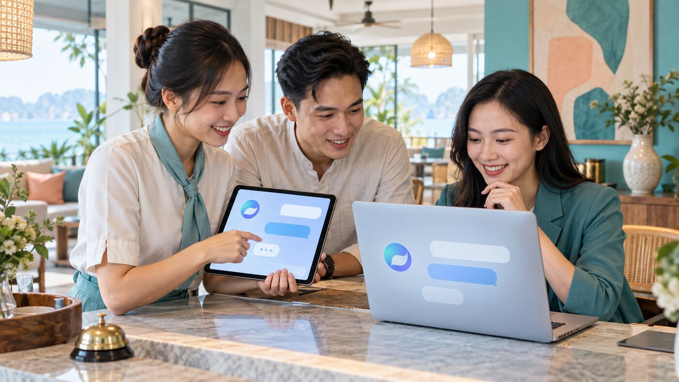 Góc làm việc minh họa chủ đề công ty thiết kế website tích hợp AI